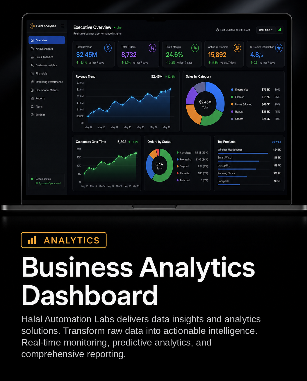 Business analytics dashboard